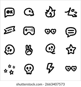 Conjunto de iconos de Vector de vacaciones de verano y sushi dibujado a mano: Colección de estilo de línea minimalista para temas de comida y viajes	