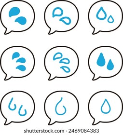 Sudor y lágrima dibujados a mano Ilustraciones de adorno de emoción Manga Speech Bubble Icon Set