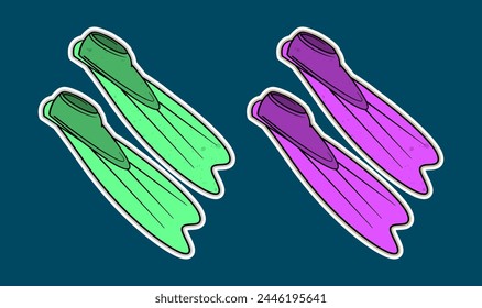 Handdrawn Swimming Shoes Doodle Sticker Illustration
