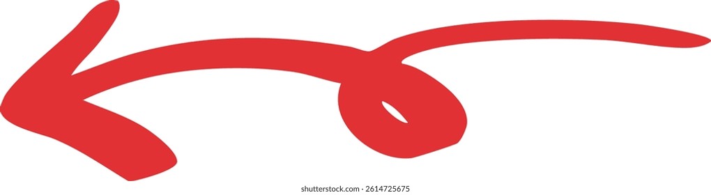 Hand-Drawn Swirling Arrow Left – Vector Red