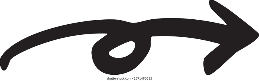 Hand-drawn swirling arrow vector in black