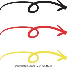 Hand-drawn swirling arrow vector in black, red, yellow - Powered by Shutterstock - Get 15% off with code: PIKWIZARD15