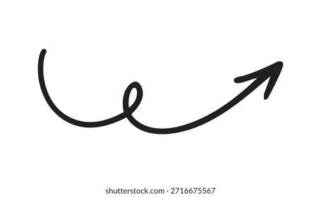 Hand-drawn swirling arrow vector in black