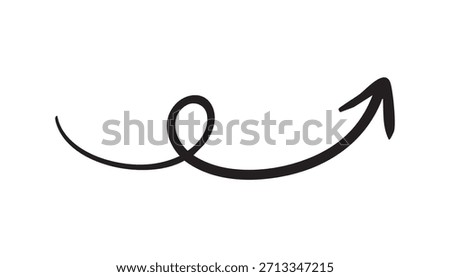 Hand-drawn swirling arrow vector in black