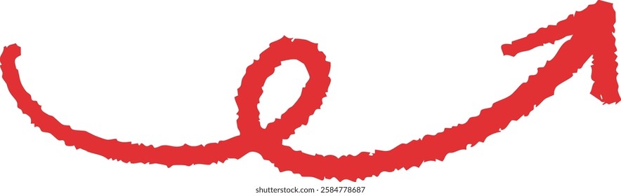 Hand-drawn swirling arrow vector in red