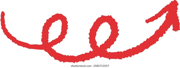 Hand-drawn swirling arrow vector in Red