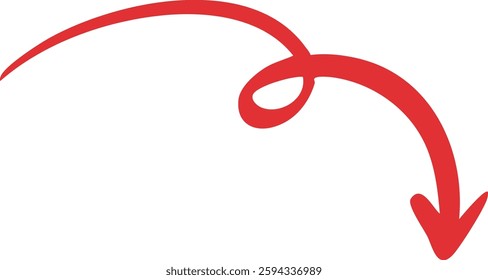 Hand-drawn swirling arrow vector in Red