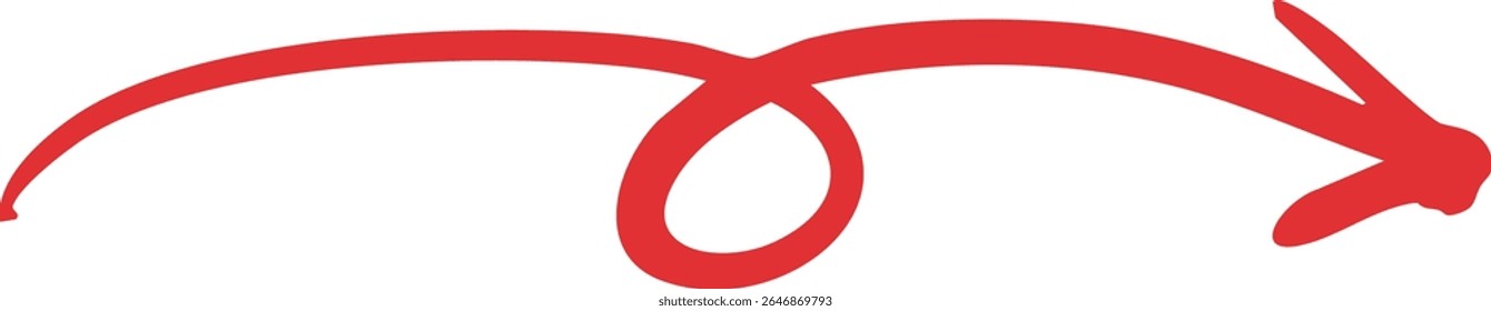 Hand-drawn swirling arrow vector in red