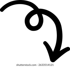 Hand-drawn Swirly Downward Arrow Vector