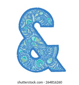  Hand-drawn symbol "&" with floral decor, based on traditional Russian ornament