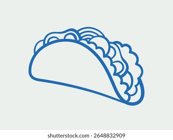 Taco desenhado à mão. Linhagem, tinta, estilo minimalista. Ilustração vetorial. Coleção de alimentos.
