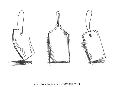 Hand-drawn tags. Vector illustration