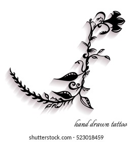 Hand-drawn tattoo pattern with shadow