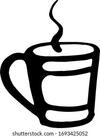 Hand-drawn tea and coffee cups  isolated on a white background. Vector illustration in Doodle style