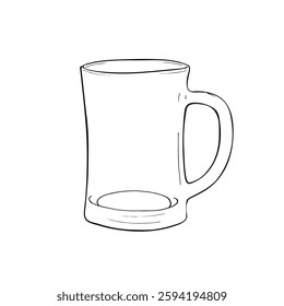 Hand-drawn tea glass. Kitchen utensil, isolated on white background. kitchenware. 