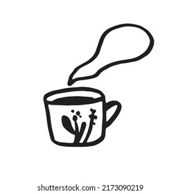 Té de té con té caliente a mano. Ilustración del vector