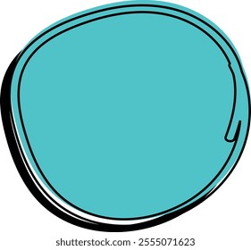 Hand-Drawn Teal Circle with Doodle Border, Scribble Shape