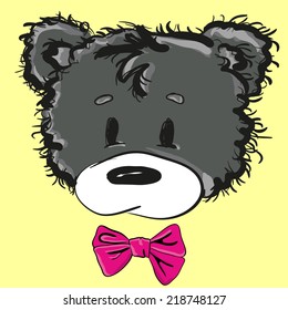 Hand-drawn teddy bear. Vector illustration