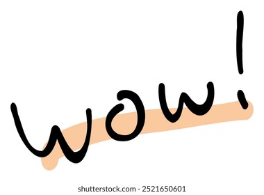A hand-drawn text "wow!". Features stylish and cute designs, perfect for emphasizing messages or comments. Simple and easy to use.