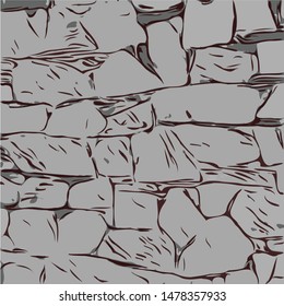 hand-drawn texture of brick wall or sett. castle  stone Seamless pattern of paver. Urban style structured ornament in line art style. Pattern design for travel, city life, adventure, outdoors. 