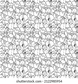 hand-drawn texture of brick wall or sett. castle stone Seamless pattern of paver. Urban style structured ornament in line art style. Pattern design for travel, city life, adventure, outdoors.