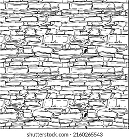 hand-drawn texture of brick wall or sett. castle stone Seamless pattern of paver. Urban style structured ornament in line art style. Pattern design for travel, city life, adventure, outdoors.	
