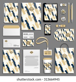 Hand-drawn texture Corporate identity template set. Business stationery mock-up with logo. Branding design. 