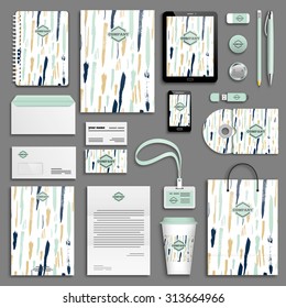 Hand-drawn texture Corporate identity template set. Business stationery mock-up with logo. Branding design. 