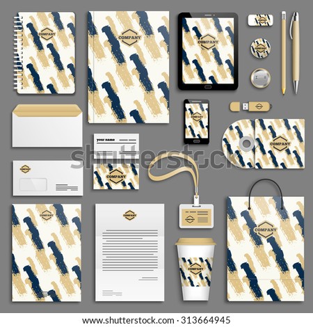 Hand-drawn texture Corporate identity template set. Business stationery mock-up with logo. Branding design. 