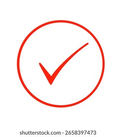  Hand-Drawn Textured Red Check Mark for Confirmation and Success