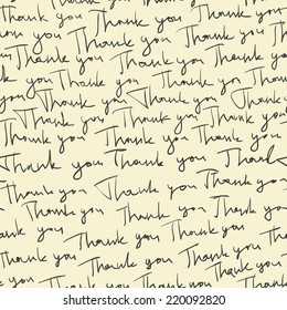 Hand-drawn "Thank you" seamless pattern. Vector