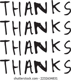 Hand-drawn thanks typeface text for greeting cards, branding, prints, graphic resources, and many more.