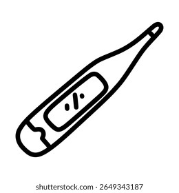 Hand-Drawn Thermometer Doodle Vector – Body Temperature Medical Tool in Black and White Sketch