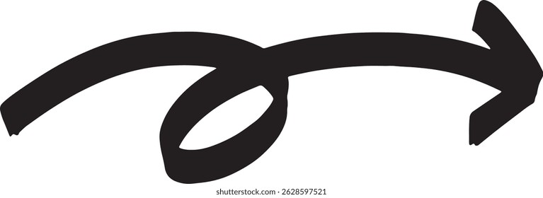 Hand-Drawn thick bold Swirly Right-Facing Arrow Vector