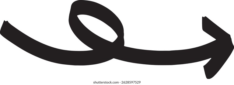 Hand-Drawn thick bold Swirly Right-Facing Arrow Vector