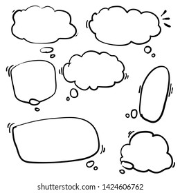 handdrawn think bubble for  social network, app, wallpaper and poster with creative cartoon style.vector