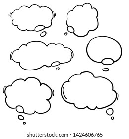 handdrawn think bubble for  social network, app, wallpaper and poster with creative cartoon style.vector