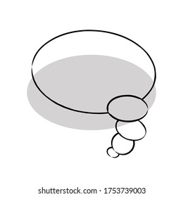 Hand-drawn thoughts and speech bubbles with a love message, greetings and a sale ad. Doodle style. An isolated set of vectors.
