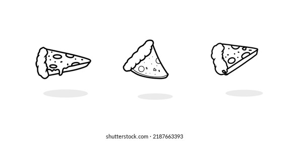 Ilustraciones de Pizza de tres trozos dibujadas a mano 