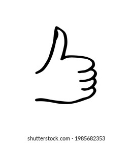 Hand-drawn thumb up. Vector sketch, clipart.