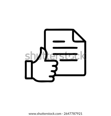 Handdrawn Thumbs Up Icon Beside Document with Lines on Background thumbsup like