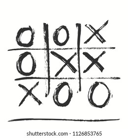 Hand-drawn tic tac toe game.