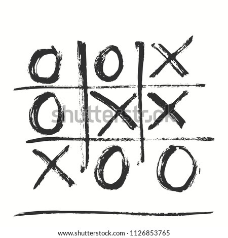 Hand-drawn tic tac toe game.