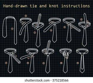 Hand-drawn tie and knot instructions