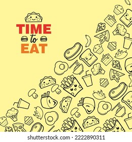 Hand-drawn Time to Eat food background Free Vector