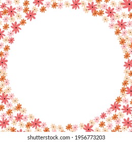 Hand-drawn tiny flower buns frame for any design and art purposals. Perfect for labels or postcards. Vector natural shades flowers on white background. 