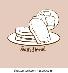Hand-drawn Toasted bread bread illustration. Toast, usually known in Great Britain. Vector drawing series.