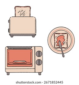 Handgezeichnete Toaster-Illustration in einfachen Linien