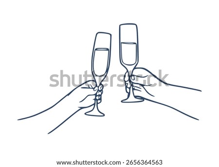 Hand-Drawn Toasting Hands with Champagne Glasses - Minimalist Style