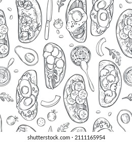 Hand-drawn toasts on white background.  Vector seamless pattern.  svg
